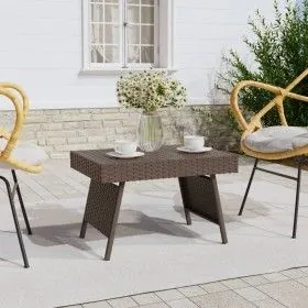 Brown synthetic rattan folding side table 60x40x38 cm by vidaXL, Side tables - Ref: Foro24-319409, Price: 50,13 €, Discount: %