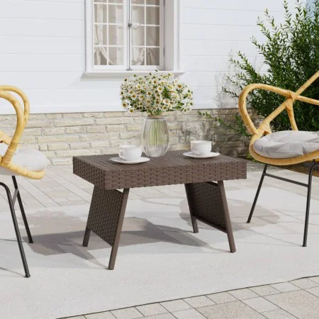 Brown synthetic rattan folding side table 60x40x38 cm by vidaXL, Side tables - Ref: Foro24-319409, Price: 50,13 €, Discount: %