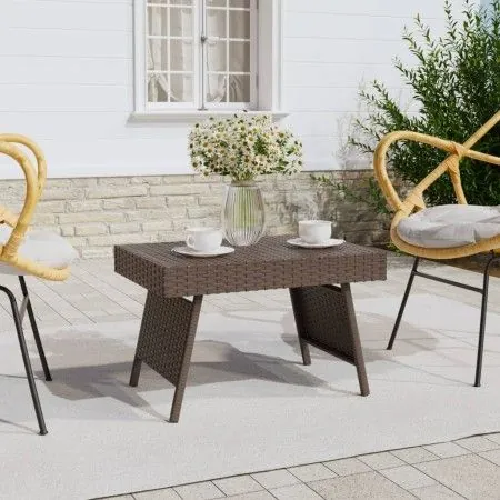 Mesa auxiliar plegable ratán sintético marrón 60x40x38 cm de vidaXL, Mesas auxiliares - Ref: Foro24-319409, Precio: 50,00 €, ...