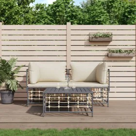 Garden furniture set 3 pieces anthracite PE rattan cushions by vidaXL, Outdoor sofas - Ref: Foro24-3186692, Price: 241,50 €, ...