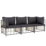 Juego de muebles de jardín 3 pzas cojines antracita ratán PE de vidaXL, Sofás de exterior - Ref: Foro24-3186695, Precio: 251,...