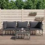Gartenmöbel-Set 4-teilig und anthrazitfarbene PE-Rattan-Kissen von vidaXL, Outdoor-Sofas - Ref: Foro24-3186697, Preis: 317,67...
