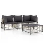 Gartenmöbel-Set 4-teilig und anthrazitfarbene PE-Rattan-Kissen von vidaXL, Outdoor-Sofas - Ref: Foro24-3186697, Preis: 317,67...