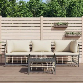 Garden furniture set 4 pieces and anthracite PE rattan cushions by vidaXL, Outdoor sofas - Ref: Foro24-3186696, Price: 319,97...