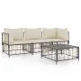 Gartenmöbel-Set 4-teilig und anthrazitfarbene PE-Rattan-Kissen von vidaXL, Outdoor-Sofas - Ref: Foro24-3186696, Preis: 319,97...