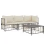 Gartenmöbel-Set 4-teilig und anthrazitfarbene PE-Rattan-Kissen von vidaXL, Outdoor-Sofas - Ref: Foro24-3186696, Preis: 319,97...