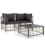 Gartenmöbel-Set 3-teilig mit Kissen Anthrazit PE-Rattan von vidaXL, Outdoor-Sofas - Ref: Foro24-3186693, Preis: 239,29 €, Rab...