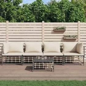 5-piece garden furniture set with anthracite PE rattan cushions by vidaXL, Outdoor sofas - Ref: Foro24-3186700, Price: 398,08...