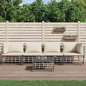 Juego de muebles de jardín 5 pzas y cojines ratán PE antracita de vidaXL, Sofás de exterior - Ref: Foro24-3186700, Precio: 39...