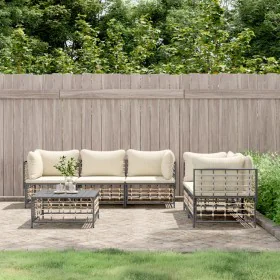 Garden furniture set 6 pieces and anthracite PE rattan cushions by vidaXL, Outdoor sofas - Ref: Foro24-3186704, Price: 503,18...