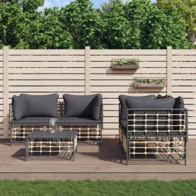 5-piece garden furniture set and anthracite PE rattan cushions by vidaXL, Outdoor sofas - Ref: Foro24-3186703, Price: 420,74 ...