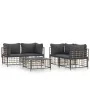 5-teiliges Gartenmöbel-Set und anthrazitfarbene PE-Rattan-Kissen von vidaXL, Outdoor-Sofas - Ref: Foro24-3186703, Preis: 425,...