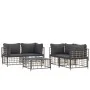 5-teiliges Gartenmöbel-Set und anthrazitfarbene PE-Rattan-Kissen von vidaXL, Outdoor-Sofas - Ref: Foro24-3186703, Preis: 425,...