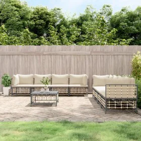 Juego de muebles de jardín 9 pzas y cojines ratán PE antracita de vidaXL, Sofás de exterior - Ref: Foro24-3186708, Precio: 77...