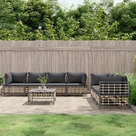 Garden furniture set 8 pieces and anthracite PE rattan cushions by vidaXL, Outdoor sofas - Ref: Foro24-3186707, Price: 660,07...