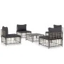 5-teiliges Gartenmöbel-Set und anthrazitfarbene PE-Rattan-Kissen von vidaXL, Outdoor-Sofas - Ref: Foro24-3186711, Preis: 370,...