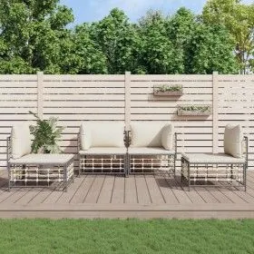 Gartenmöbel-Set 4-teilig und anthrazitfarbene PE-Rattan-Kissen von vidaXL, Outdoor-Sofas - Ref: Foro24-3186712, Preis: 327,80...
