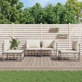 Juego de muebles de jardín 4 pzas y cojines ratán PE antracita de vidaXL, Sofás de exterior - Ref: Foro24-3186712, Precio: 34...