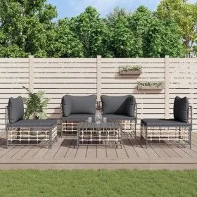 5-piece garden furniture set and anthracite PE rattan cushions by vidaXL, Outdoor sofas - Ref: Foro24-3186715, Price: 395,60 ...