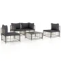 5-teiliges Gartenmöbel-Set und anthrazitfarbene PE-Rattan-Kissen von vidaXL, Outdoor-Sofas - Ref: Foro24-3186715, Preis: 395,...