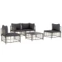 5-teiliges Gartenmöbel-Set und anthrazitfarbene PE-Rattan-Kissen von vidaXL, Outdoor-Sofas - Ref: Foro24-3186715, Preis: 395,...