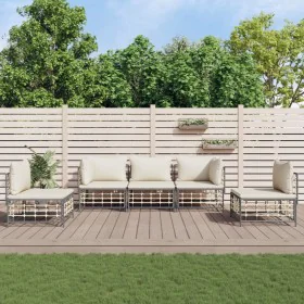 Juego de muebles de jardín 5 pzas y cojines ratán PE antracita de vidaXL, Sofás de exterior - Ref: Foro24-3186716, Precio: 42...