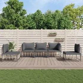 5-piece garden furniture set and anthracite PE rattan cushions by vidaXL, Outdoor sofas - Ref: Foro24-3186717, Price: 400,16 ...