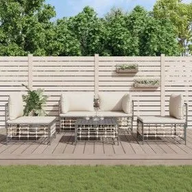 5-piece garden furniture set with anthracite PE rattan cushions by vidaXL, Outdoor sofas - Ref: Foro24-3186714, Price: 398,08...