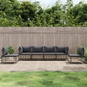 6-piece garden furniture set with anthracite PE rattan cushions by vidaXL, Outdoor sofas - Ref: Foro24-3186721, Price: 474,60...