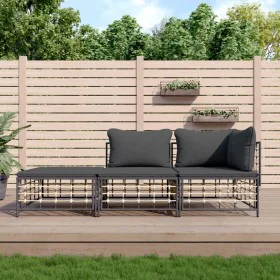 Garden furniture set 3 pieces anthracite PE rattan cushions by vidaXL, Outdoor sofas - Ref: Foro24-3186725, Price: 219,09 €, ...