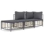 Gartenmöbel-Set 3-teilig anthrazitfarbene PE-Rattankissen von vidaXL, Outdoor-Sofas - Ref: Foro24-3186725, Preis: 219,09 €, R...