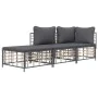 Gartenmöbel-Set 3-teilig anthrazitfarbene PE-Rattankissen von vidaXL, Outdoor-Sofas - Ref: Foro24-3186725, Preis: 219,09 €, R...