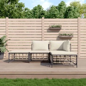 Garden furniture set 4 pieces and anthracite PE rattan cushions by vidaXL, Outdoor sofas - Ref: Foro24-3186726, Price: 274,95...
