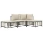 Gartenmöbel-Set 4-teilig und anthrazitfarbene PE-Rattan-Kissen von vidaXL, Outdoor-Sofas - Ref: Foro24-3186726, Preis: 274,95...