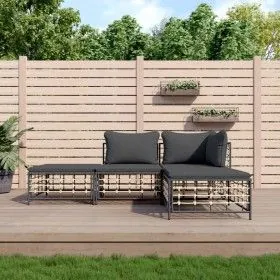 Garden furniture set 3 pieces anthracite PE rattan cushions by vidaXL, Outdoor sofas - Ref: Foro24-3186727, Price: 273,68 €, ...