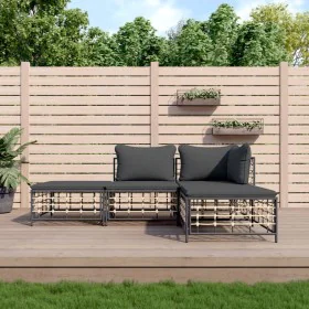 Juego de muebles de jardín 3 pzas cojines antracita ratán PE de vidaXL, Sofás de exterior - Ref: Foro24-3186727, Precio: 273,...