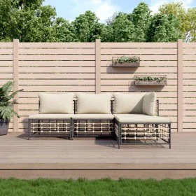 Gartenmöbel-Set 4-teilig anthrazitfarbene Kissen PE-Rattan von vidaXL, Outdoor-Sofas - Ref: Foro24-3186730, Preis: 294,82 €, ...