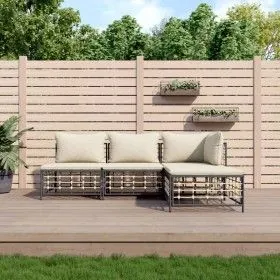 Juego de muebles de jardín 4 pzas cojines antracita ratán PE de vidaXL, Sofás de exterior - Ref: Foro24-3186730, Precio: 308,...