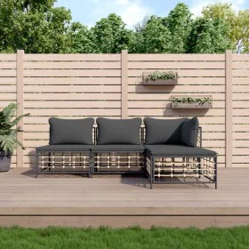 Garden furniture set with anthracite PE rattan cushions 4 pcs by vidaXL, Outdoor sofas - Ref: Foro24-3186731, Price: 293,51 €...