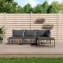 Garden furniture set with anthracite PE rattan cushions 4 pcs by vidaXL, Outdoor sofas - Ref: Foro24-3186731, Price: 293,51 €...