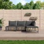 Gartenmöbel-Set mit anthrazitfarbenen PE-Rattankissen 4-tlg von vidaXL, Outdoor-Sofas - Ref: Foro24-3186731, Preis: 293,51 €,...