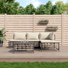 Juego de muebles de jardín 5 pzas cojines antracita ratán PE de vidaXL, Sofás de exterior - Ref: Foro24-3186732, Precio: 363,...