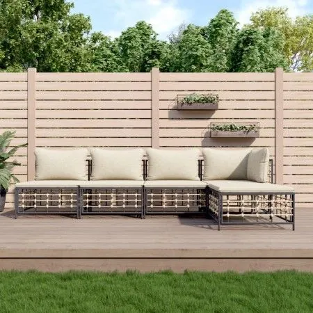 Gartenmöbel-Set 5-teilig, Kissen anthrazit, PE-Rattan von vidaXL, Outdoor-Sofas - Ref: Foro24-3186734, Preis: 390,31 €, Rabat...