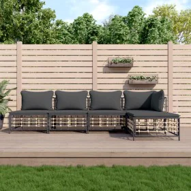 Juego de muebles de jardín 5 pzas cojines antracita ratán PE de vidaXL, Sofás de exterior - Ref: Foro24-3186735, Precio: 368,...