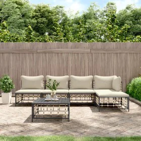 Juego de muebles de jardín 6 pzas cojines antracita ratán PE de vidaXL, Sofás de exterior - Ref: Foro24-3186736, Precio: 442,...