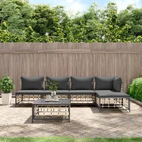 6-piece garden furniture set with anthracite cushions and PE rattan by vidaXL, Outdoor sofas - Ref: Foro24-3186737, Price: 44...