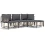 Garden furniture set 4 pieces and anthracite gray PE rattan cushions by vidaXL, Outdoor sofas - Ref: Foro24-3186739, Price: 3...