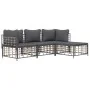 Garden furniture set 4 pieces and anthracite gray PE rattan cushions by vidaXL, Outdoor sofas - Ref: Foro24-3186739, Price: 3...