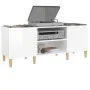 Mueble discos madera contrachapada blanco brillo 121x38x48 cm de vidaXL, Almacenamiento para CD y DVD - Ref: Foro24-831927, P...