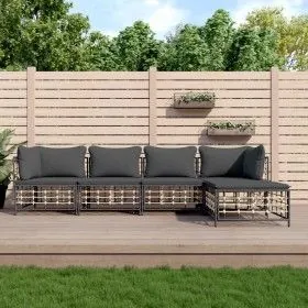 Gartenmöbel-Set 5-teilig, Kissen anthrazit, PE-Rattan von vidaXL, Outdoor-Sofas - Ref: Foro24-3186743, Preis: 380,33 €, Rabat...